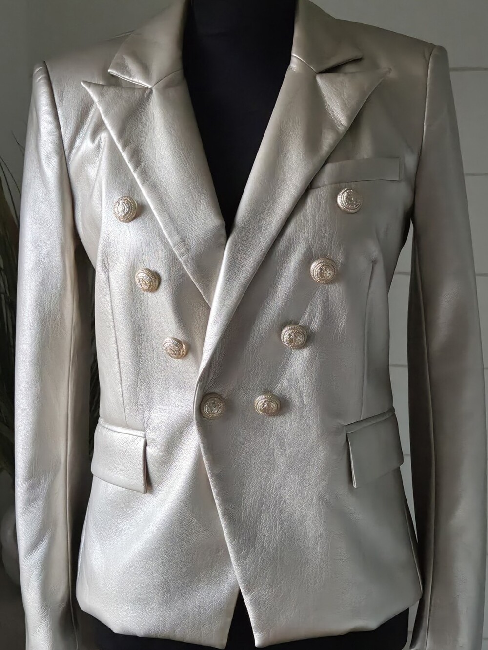 Generation Love Gold Metallic Vegan Leather Blazer Jacket S Luxe St Party Glam